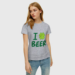 Футболка хлопковая женская Love beer, цвет: меланж — фото 2