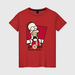 Футболка хлопковая женская DOH: Donuts Homer, цвет: красный