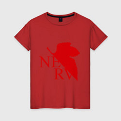 Футболка хлопковая женская Евангелион NERV, цвет: красный