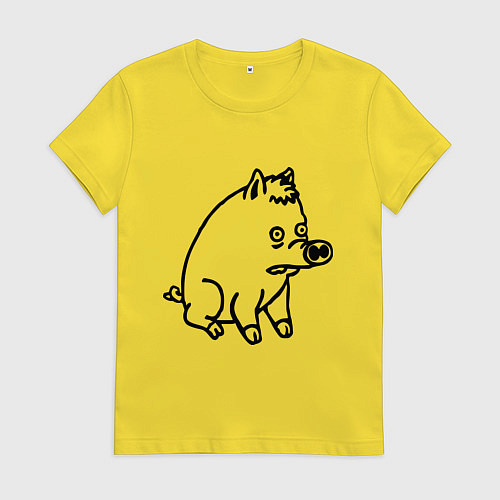 Женская футболка Pig / Желтый – фото 1