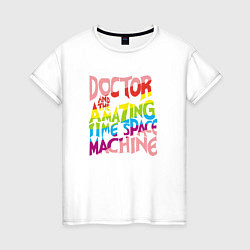 Футболка хлопковая женская Doctor & Time Machine, цвет: белый