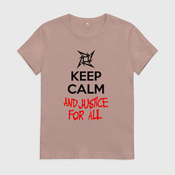 Футболка хлопковая женская Keep Calm & Justice For All, цвет: пыльно-розовый