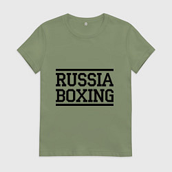 Футболка хлопковая женская Russia boxing, цвет: авокадо