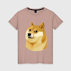 Футболка хлопковая женская Doge, цвет: пыльно-розовый