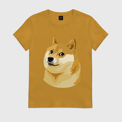 Футболка хлопковая женская Doge, цвет: горчичный