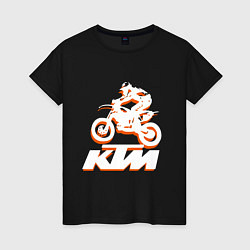 Футболка хлопковая женская KTM белый, цвет: черный