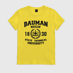 Футболка хлопковая женская BAUMAN University, цвет: желтый