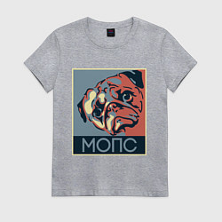 Женская футболка Мопс