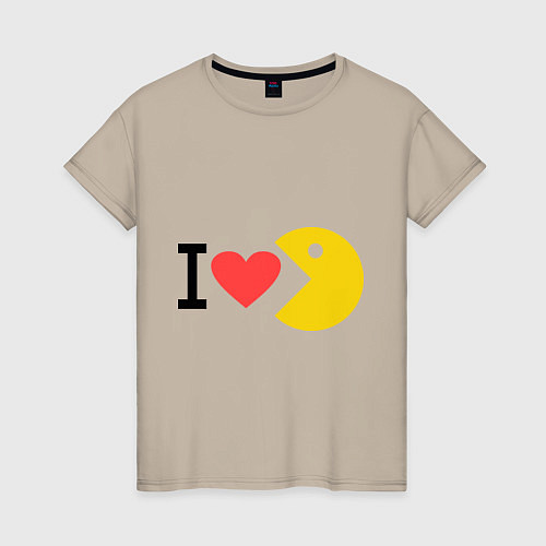 Женская футболка I love Packman / Миндальный – фото 1
