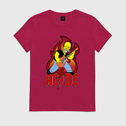 Футболка хлопковая женская AC/DC Homer, цвет: маджента