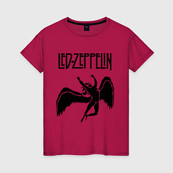Футболка хлопковая женская Led Zeppelin Swan, цвет: маджента