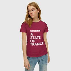 Футболка хлопковая женская Together in A State of Trance, цвет: маджента — фото 2