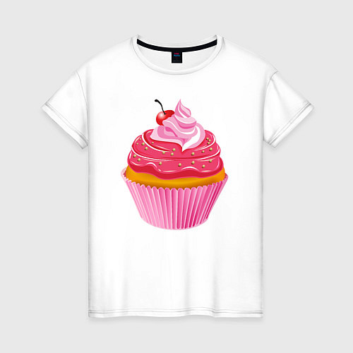 Женская футболка Кекс с вишенкой / Белый – фото 1