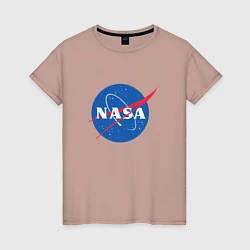 Футболка хлопковая женская NASA: Logo, цвет: пыльно-розовый