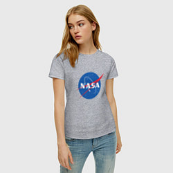 Футболка хлопковая женская NASA: Logo, цвет: меланж — фото 2