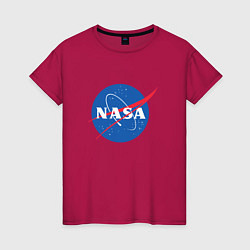 Футболка хлопковая женская NASA: Logo, цвет: маджента