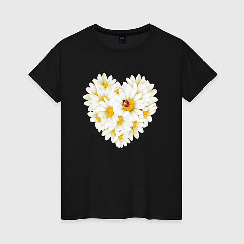 Женская футболка Цветущее сердце / Черный – фото 1