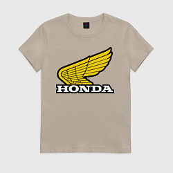 Футболка хлопковая женская Honda, цвет: миндальный