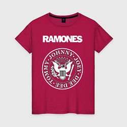 Футболка хлопковая женская Ramones, цвет: маджента