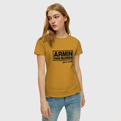 Футболка хлопковая женская Armin van Buuren, цвет: горчичный — фото 2
