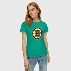 Футболка хлопковая женская Boston Bruins, цвет: зеленый — фото 2