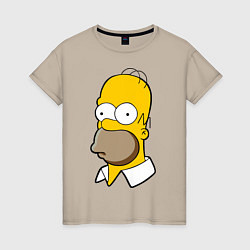 Футболка хлопковая женская Sad Homer, цвет: миндальный