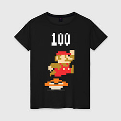 Футболка хлопковая женская Mario: 100 coins, цвет: черный