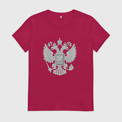 Футболка хлопковая женская Герб России, цвет: маджента