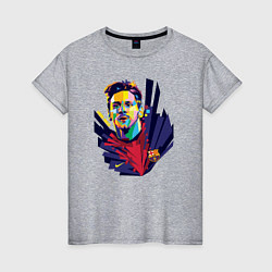 Футболка хлопковая женская Messi Art, цвет: меланж