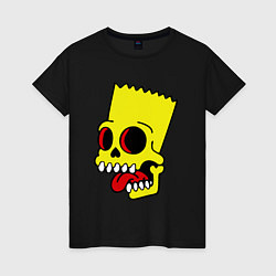 Футболка хлопковая женская Bart Skull, цвет: черный