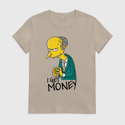Футболка хлопковая женская Mr. Burns: I get money, цвет: миндальный