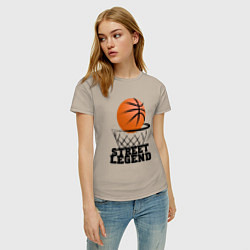 Футболка хлопковая женская Баскетбол, цвет: миндальный — фото 2