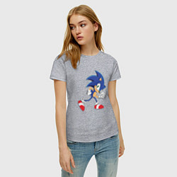 Футболка хлопковая женская Sonic the Hedgehog, цвет: меланж — фото 2