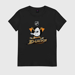 Футболка хлопковая женская NHL: Anaheim Ducks, цвет: черный