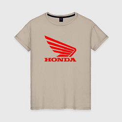 Футболка хлопковая женская Honda Red, цвет: миндальный