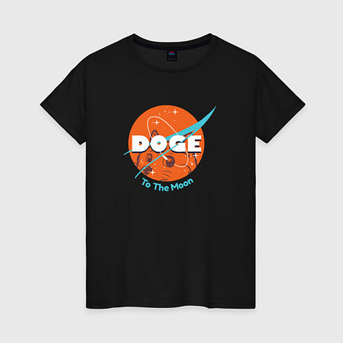 Женская футболка Doge: To the moon / Черный – фото 1