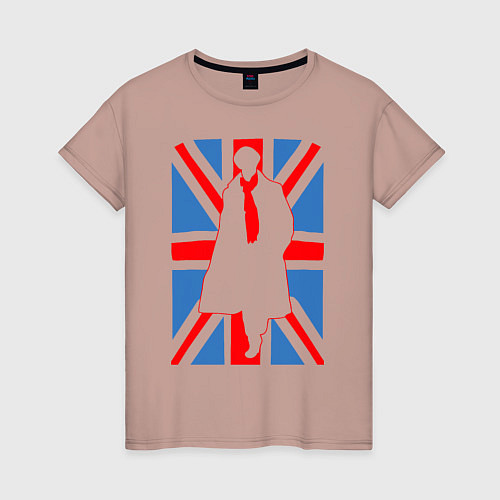 Женская футболка Sherlock Holmes Union Jack / Пыльно-розовый – фото 1