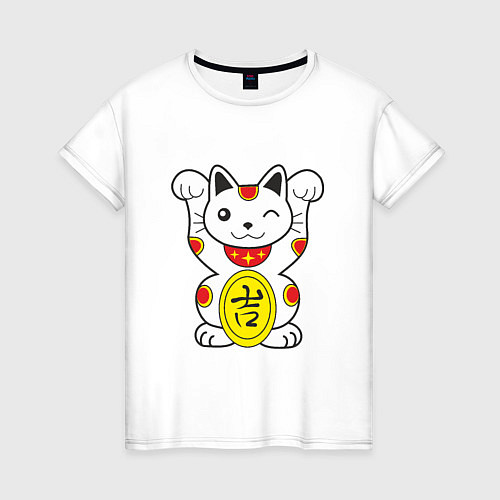 Женская футболка Японский котик / Белый – фото 1