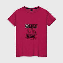 Футболка хлопковая женская One piece корабль, цвет: маджента