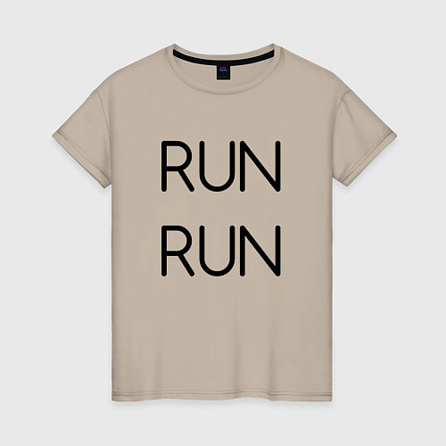 Женская футболка BTS: RUN RUN / Миндальный – фото 1