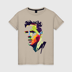 Футболка хлопковая женская Lionel Messi: fun-art, цвет: миндальный