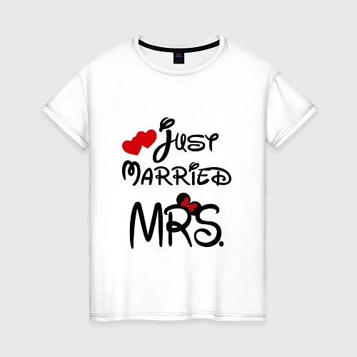 Женская футболка Just married Mrs / Белый – фото 1