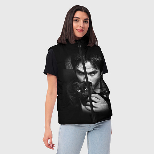 Женский жилет Деймон Сальваторе с котом / 3D-Красный – фото 3