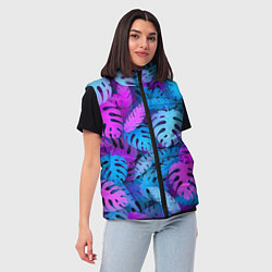 Женский жилет Сине-розовые тропики, цвет: 3D-красный — фото 2