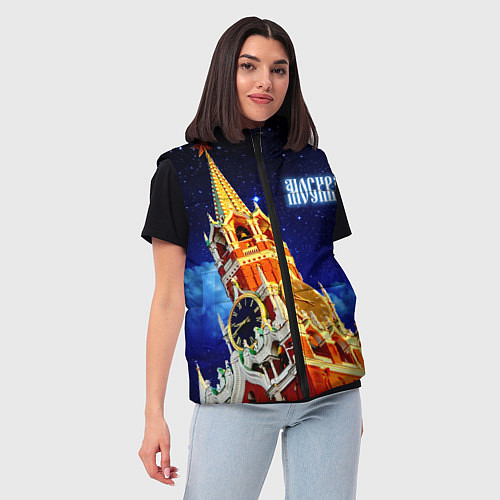 Женский жилет Москва - Спасская башня / 3D-Красный – фото 3