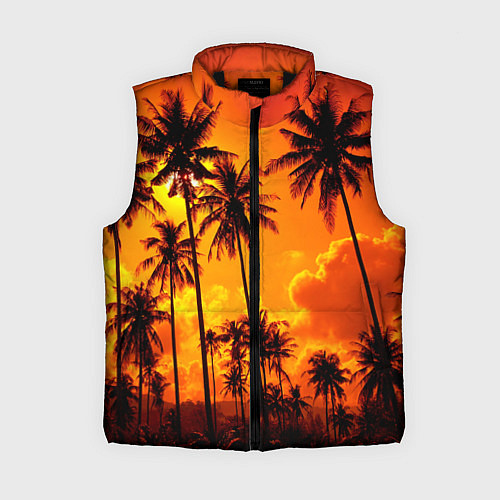 Женский жилет Таиланд - пальмы на закате / 3D-Черный – фото 1