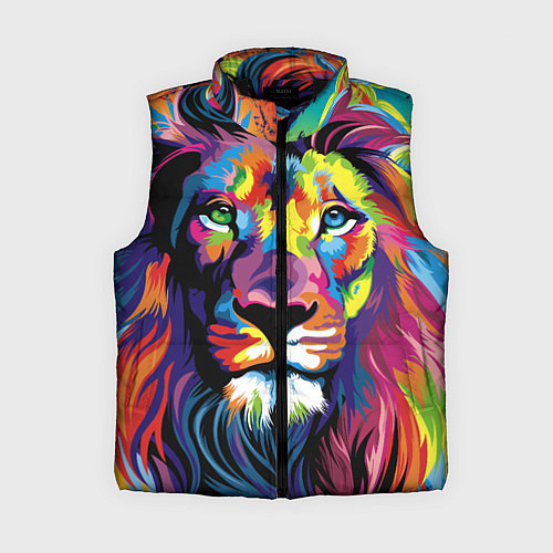 Женский жилет Красочный лев / 3D-Черный – фото 1