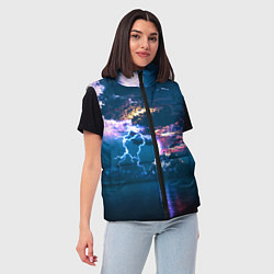 Женский жилет Извержение вулкана, цвет: 3D-черный — фото 2