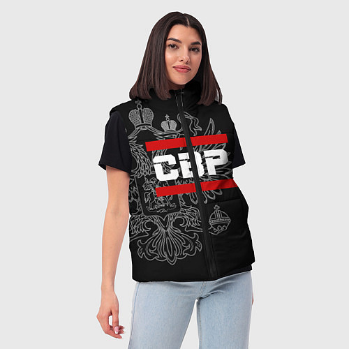 Женский жилет СВР: герб РФ / 3D-Красный – фото 3