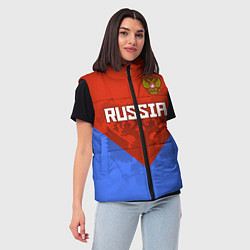 Женский жилет Russia Red & Blue, цвет: 3D-черный — фото 2